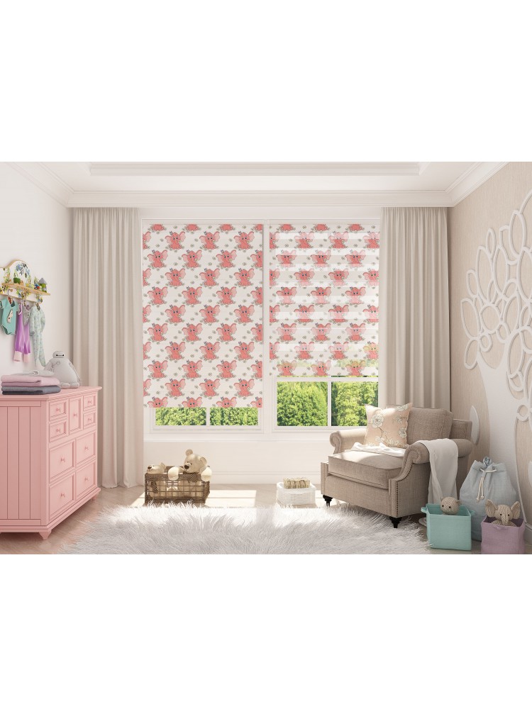 ZEBRA PERDE KÜÇÜK PENBE FİL MODELİ
